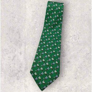 CABOUCHON Silk Tie Green Blue Gray Floral W:3.6" EUC